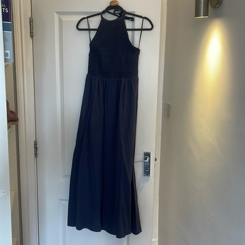 Navy blue linen dress